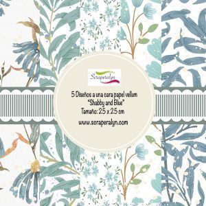 shabby blue Papel vellum decorado