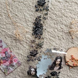 Pet tape Dark Queen Black Flowers