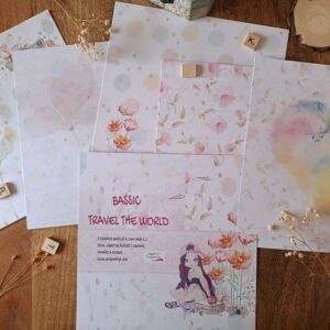 Colección de papeles de scrapbooking en tonos suaves