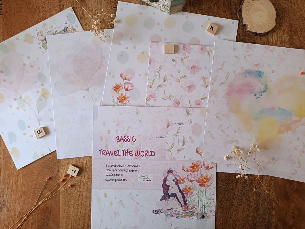 Colección de papeles de scrapbooking en tonos suaves