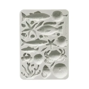 molde silent sea stamperia shells and fishs