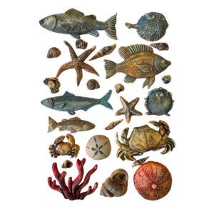 molde silent sea stamperia shells and fishs
