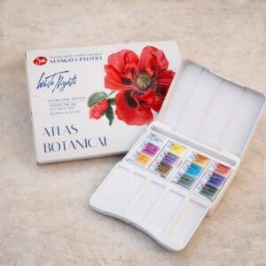 set botanical atlas 12 colores acuarelas white nights