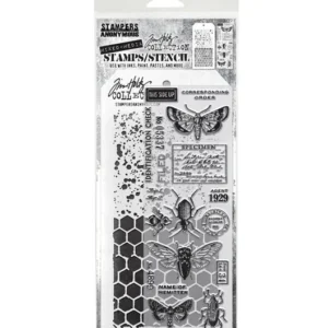 Set sellos + stencil Entomology Tim Holtz