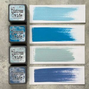 Distress Oxide Mini Tim Holtz Kit 10 – Speckled Egg, Tumbled Glass, Mermaid Lagoon, Faded Jeans