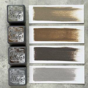 Distress Oxide Mini Tim Holtz Kit 12 – Frayed Burlap, Gathered Twigs, Ground Espresso, Hickory Smoke