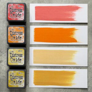 Distress Oxide Mini Tim Holtz Kit 14 – Abandoned Coral, Carved Pumpkin, Scattered Straw, Fossilized Amber