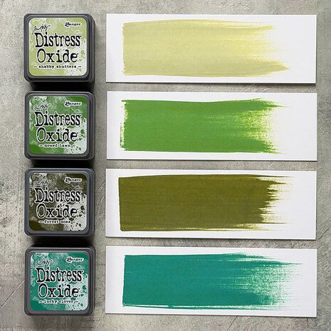Distress Oxide Mini Tim Holtz Kit 15 – Shabby Shutters, Mowed Lawn, Forest Moss, Lucky Clover