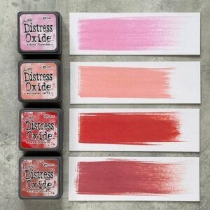 Distress Oxide Mini Tim Holtz Kit 7 – Kitsch Flamingo, Saltwater Taffy, Candied Apple, Fired Brick
