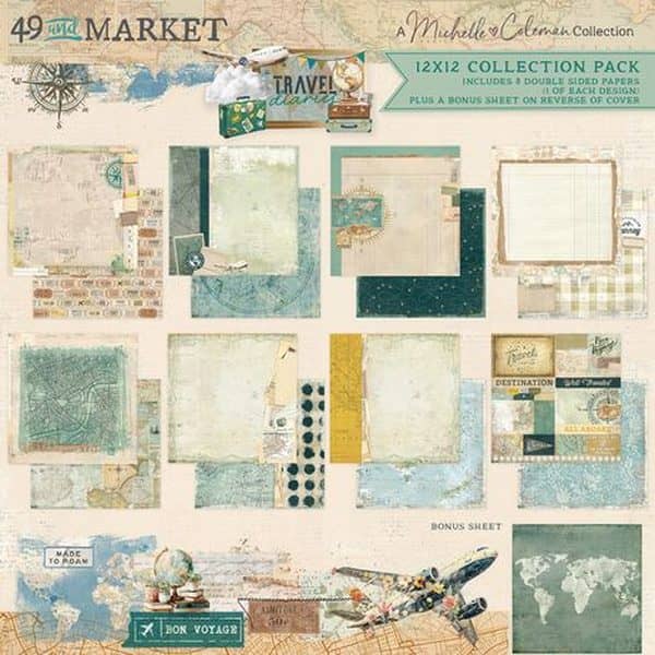 Papeles Scrap Travel Diaries 49&Market 30 x30