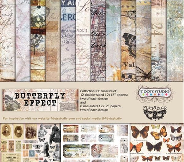 Papeles Scrap Butterfly effect Finnabair para 7 dots 12x12"