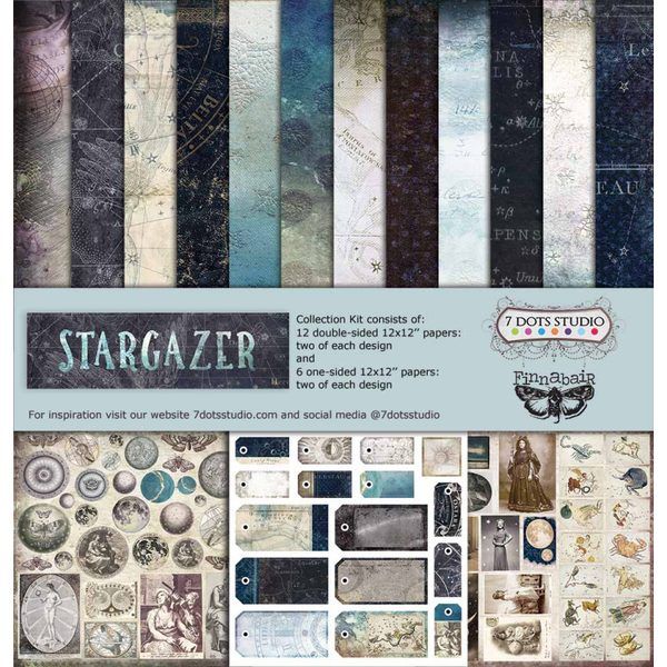 Papeles Scrap Stargazer Finnabair para 7 dots 12x12"